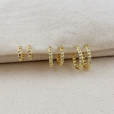 18k Gold Filled 2mm Cuban Chain Clicker Hoop Earrings - Beloved Boutique