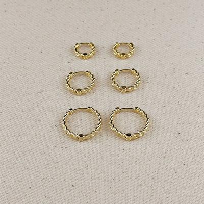 18k Gold Filled 2mm Cuban Chain Clicker Hoop Earrings - Beloved Boutique