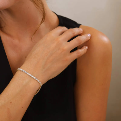 18k Gold Filled 3mm Baguette Cut CZ Tennis Bracelet - Beloved Boutique