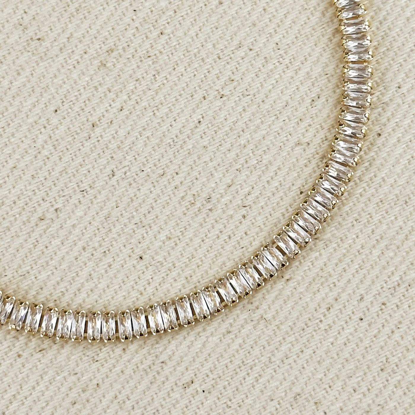 18k Gold Filled 3mm Baguette Cut CZ Tennis Bracelet - Beloved Boutique