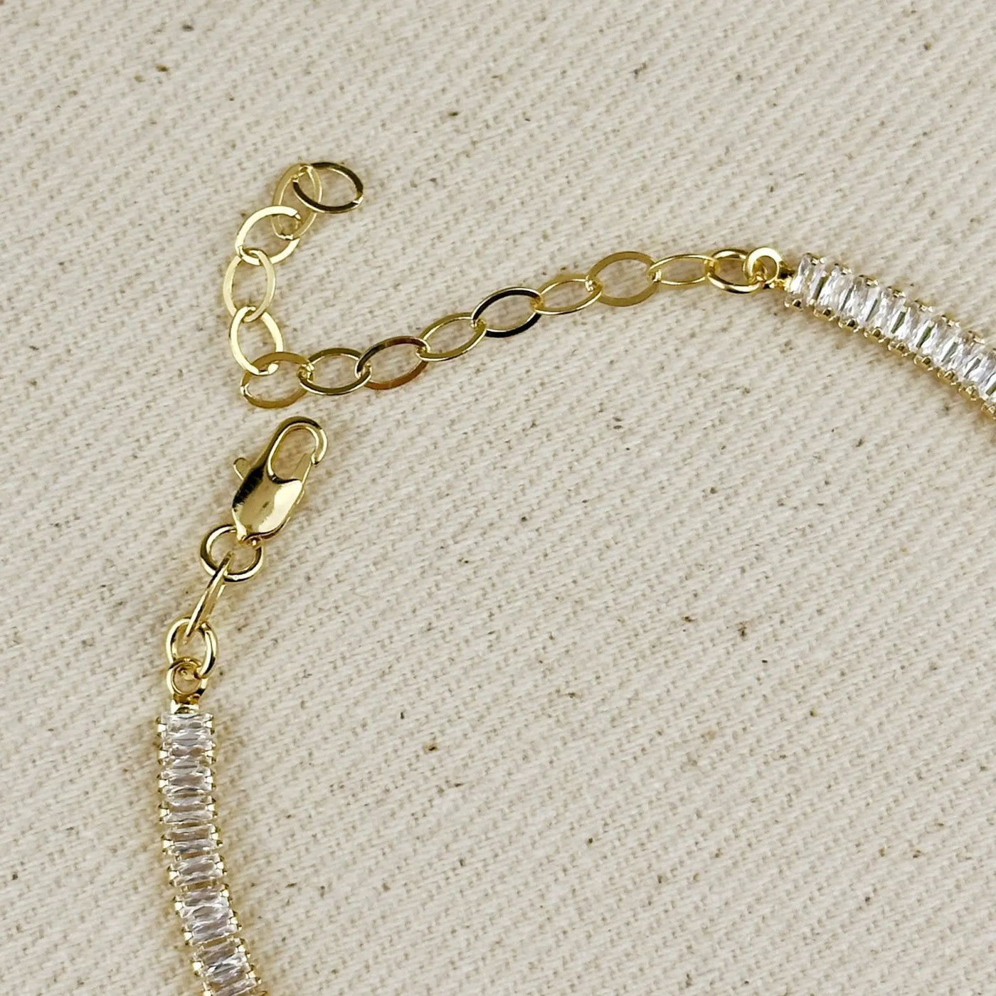 18k Gold Filled 3mm Baguette Cut CZ Tennis Bracelet - Beloved Boutique