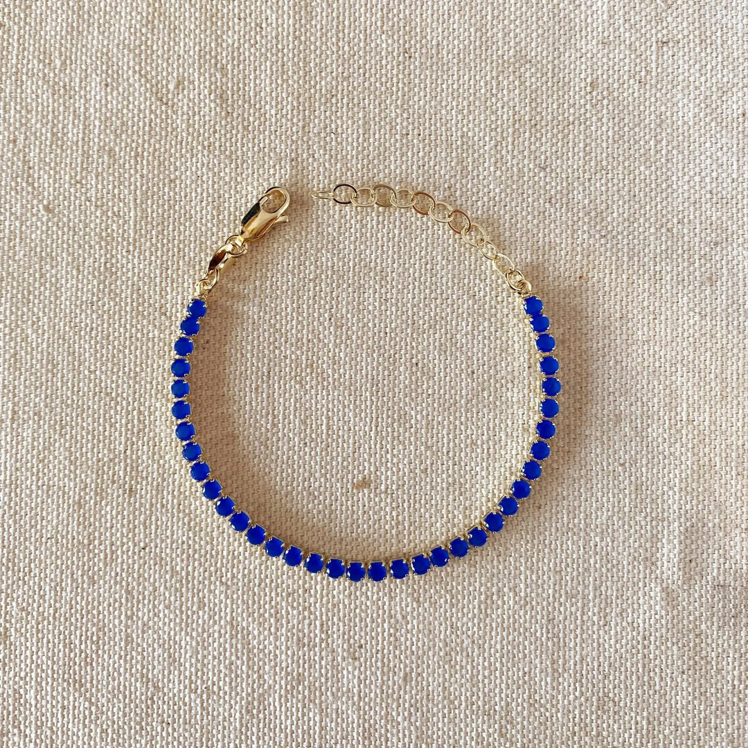 18k Gold Filled 3mm Cubic Zirconia Royal Blue Bracelet - Beloved Boutique