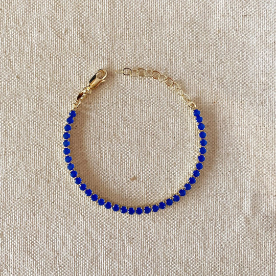 18k Gold Filled 3mm Cubic Zirconia Royal Blue Bracelet - Beloved Boutique