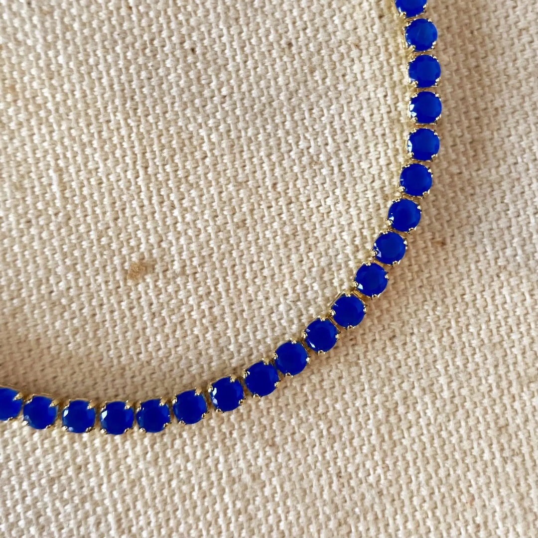 18k Gold Filled 3mm Cubic Zirconia Royal Blue Bracelet - Beloved Boutique