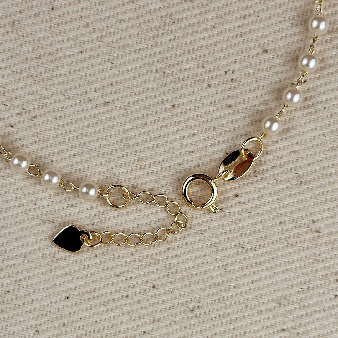 18k Gold Filled 3mm Pearl Bracelet GoldFi