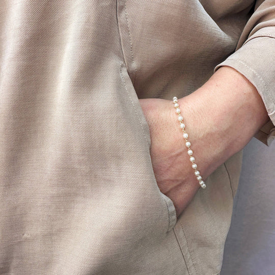 18k Gold Filled 3mm Pearl Bracelet GoldFi