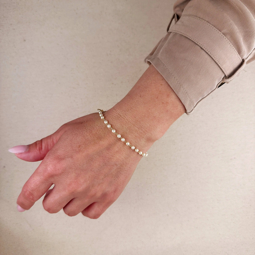 18k Gold Filled 3mm Pearl Bracelet GoldFi