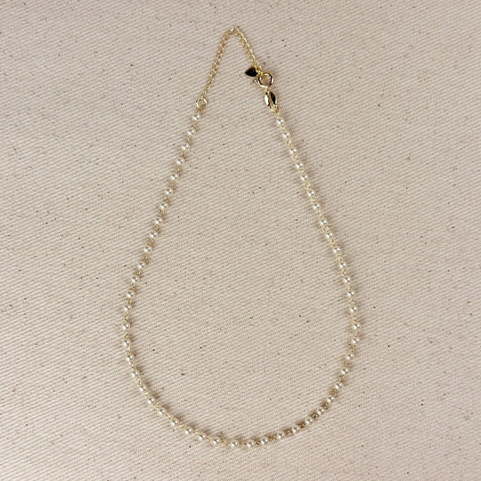 18k Gold Filled 3mm Pearls Choker Necklace - Beloved Boutique