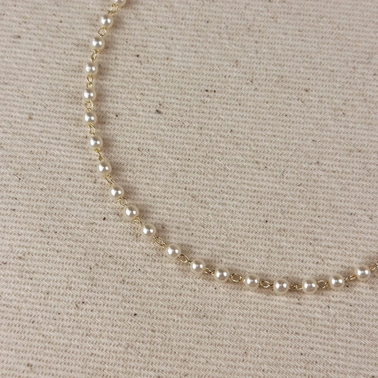 18k Gold Filled 3mm Pearls Choker Necklace - Beloved Boutique