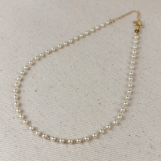 18k Gold Filled 3mm Pearls Choker Necklace - Beloved Boutique