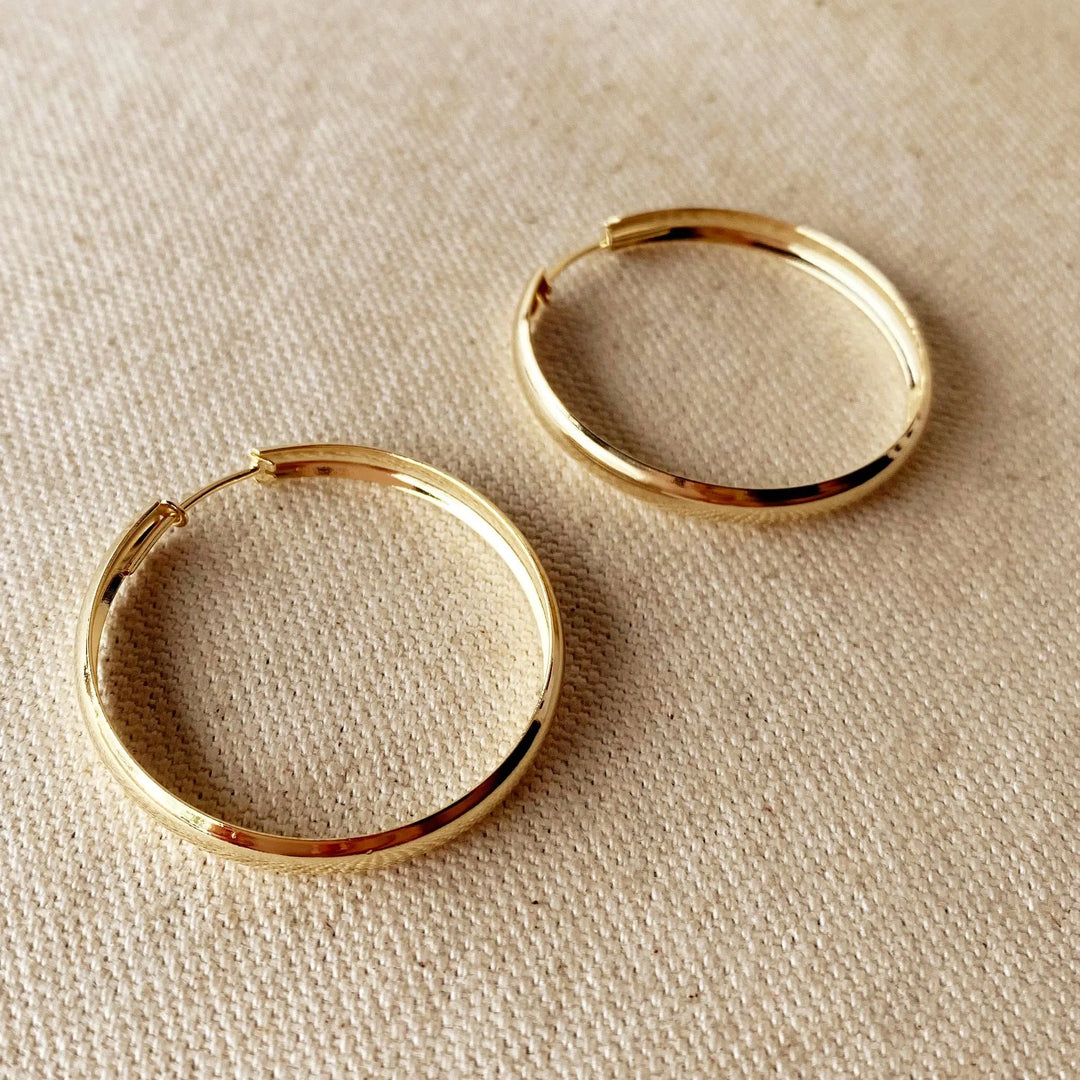 18k Gold Filled 40mm Hollow Continuous  Hoop Earrings GoldFi