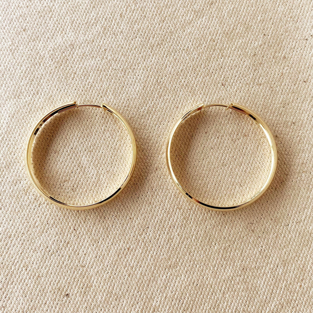 18k Gold Filled 40mm Hollow Continuous  Hoop Earrings GoldFi