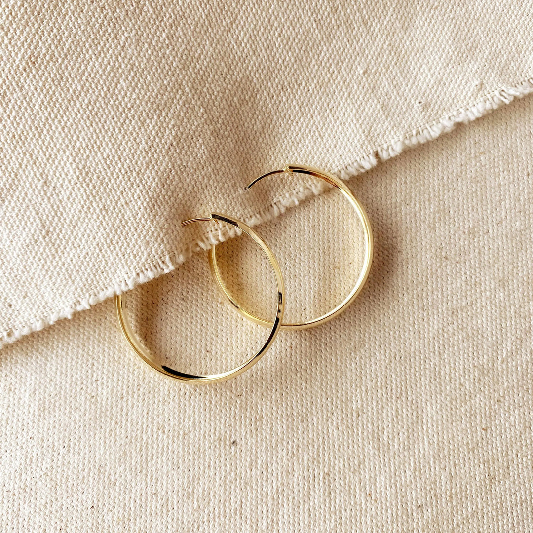 18k Gold Filled 40mm Hollow Continuous  Hoop Earrings GoldFi