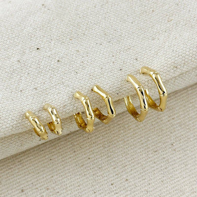 18k Gold Filled Bamboo Clicker Hoop Earrings GoldFi