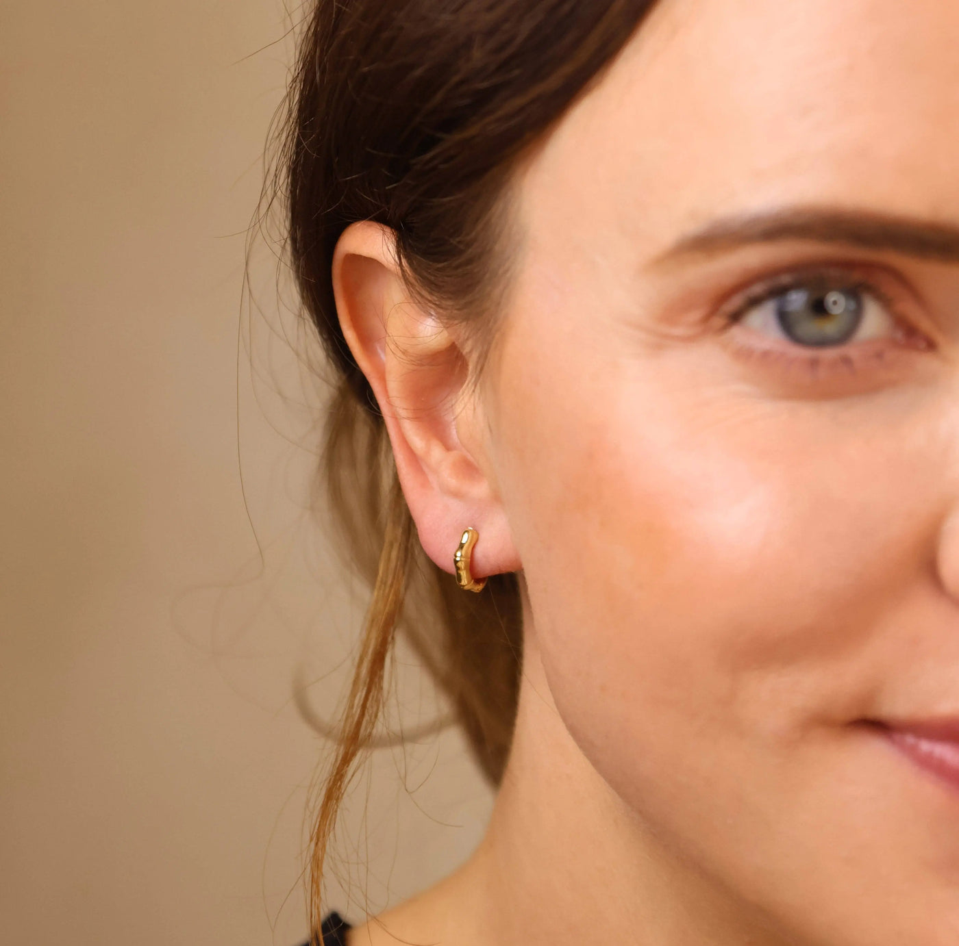 18k Gold Filled Bamboo Clicker Hoop Earrings GoldFi