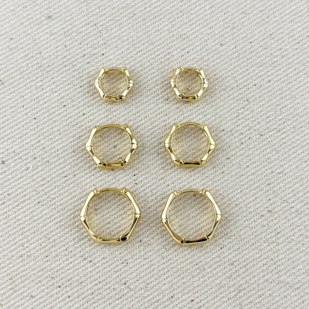 18k Gold Filled Bamboo Clicker Hoop Earrings GoldFi