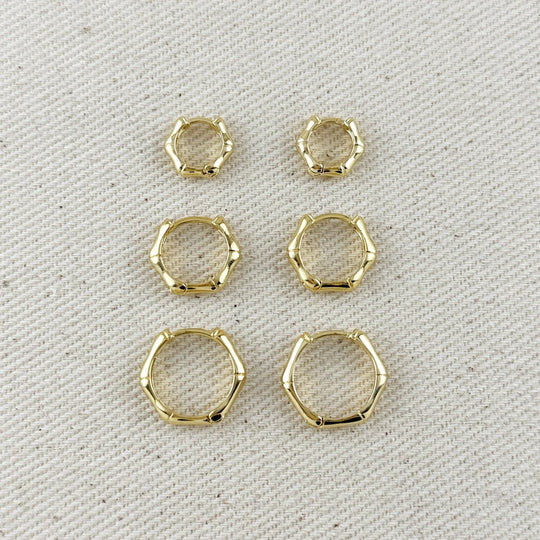 18k Gold Filled Bamboo Clicker Hoop Earrings GoldFi