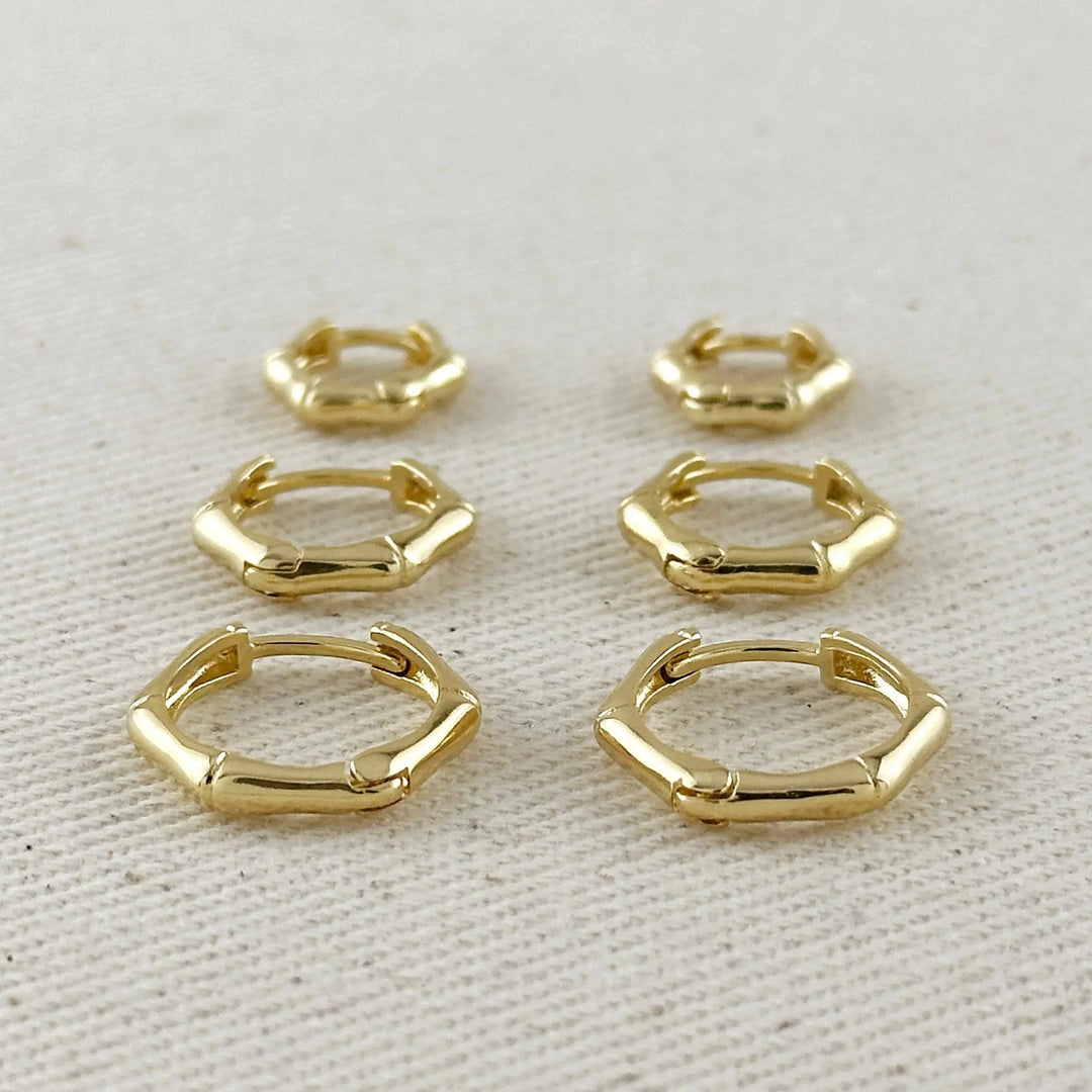 18k Gold Filled Bamboo Clicker Hoop Earrings GoldFi