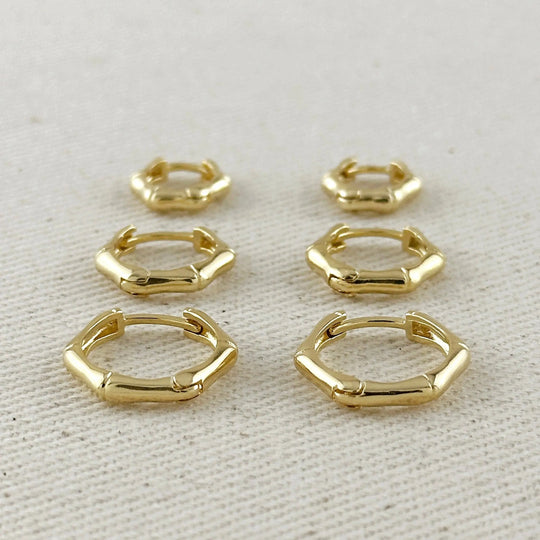 18k Gold Filled Bamboo Clicker Hoop Earrings GoldFi