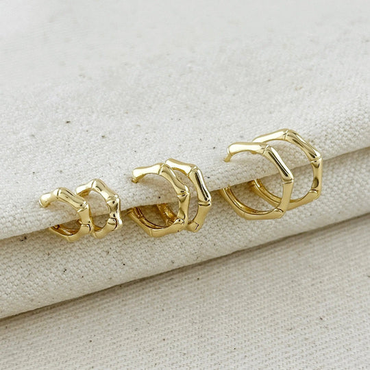 18k Gold Filled Bamboo Clicker Hoop Earrings GoldFi