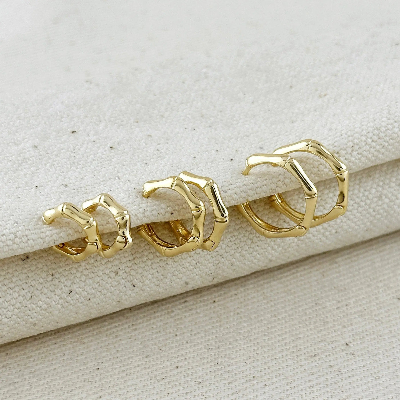 18k Gold Filled Bamboo Clicker Hoop Earrings GoldFi