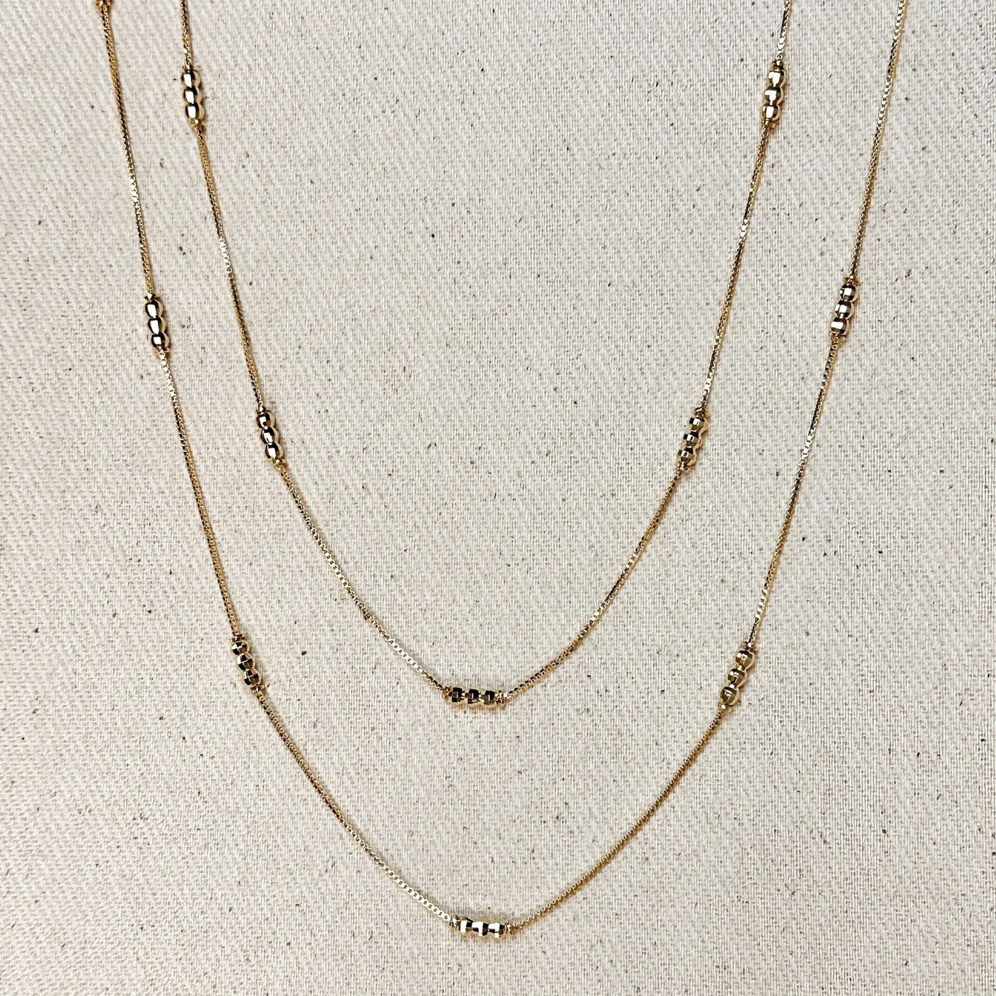 18k Gold Filled Bead Detailed Box Chain - Beloved Boutique