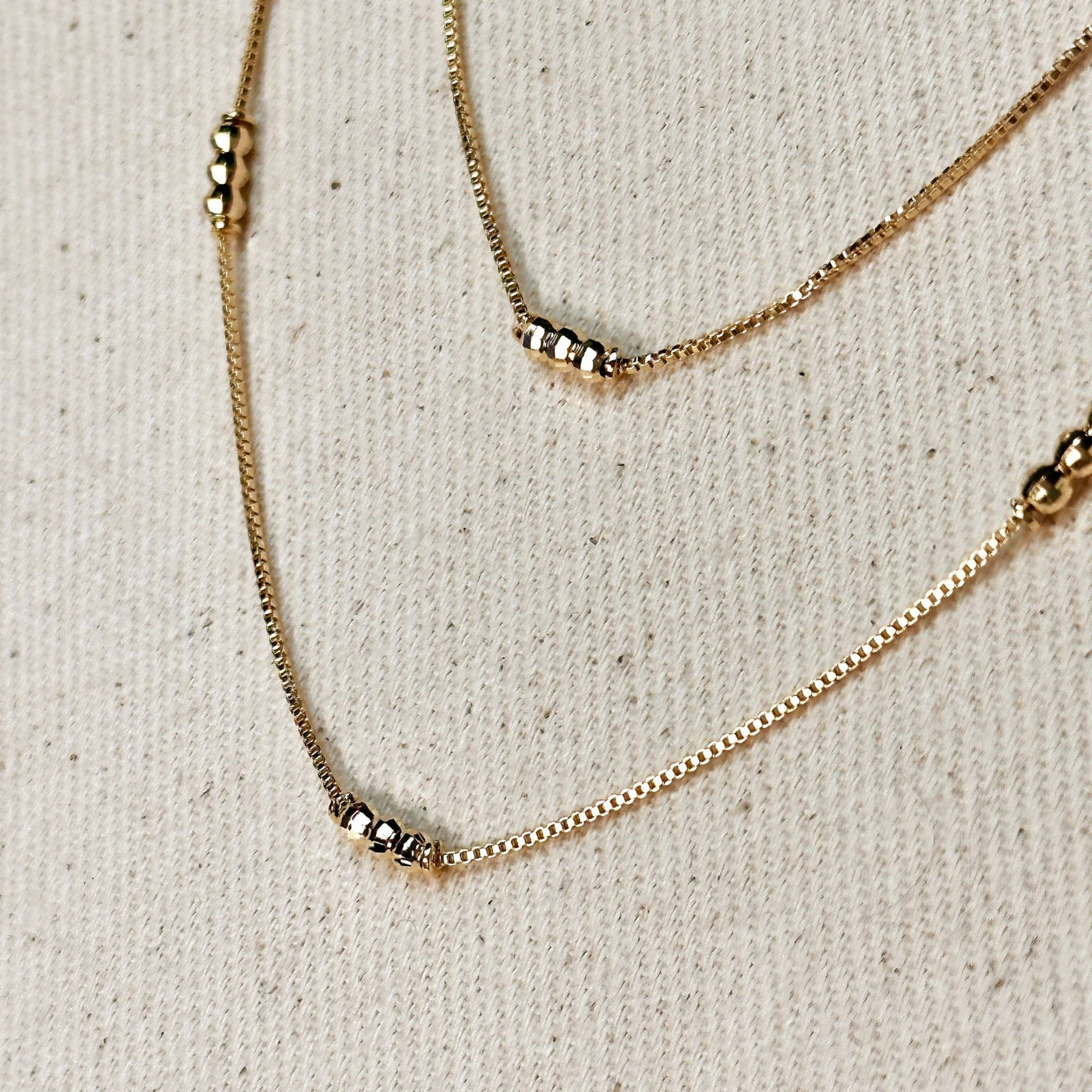 18k Gold Filled Bead Detailed Box Chain: 14 inches - Beloved Boutique