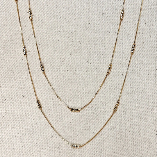 18k Gold Filled Bead Detailed Box Chain: 14 inches - Beloved Boutique