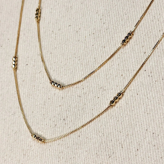 18k Gold Filled Bead Detailed Box Chain: 14 inches - Beloved Boutique