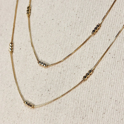 18k Gold Filled Bead Detailed Box Chain: 14 inches - Beloved Boutique