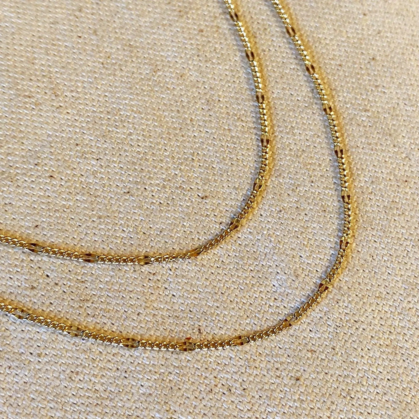 18k Gold Filled Beaten Figaro Chain - Beloved Boutique