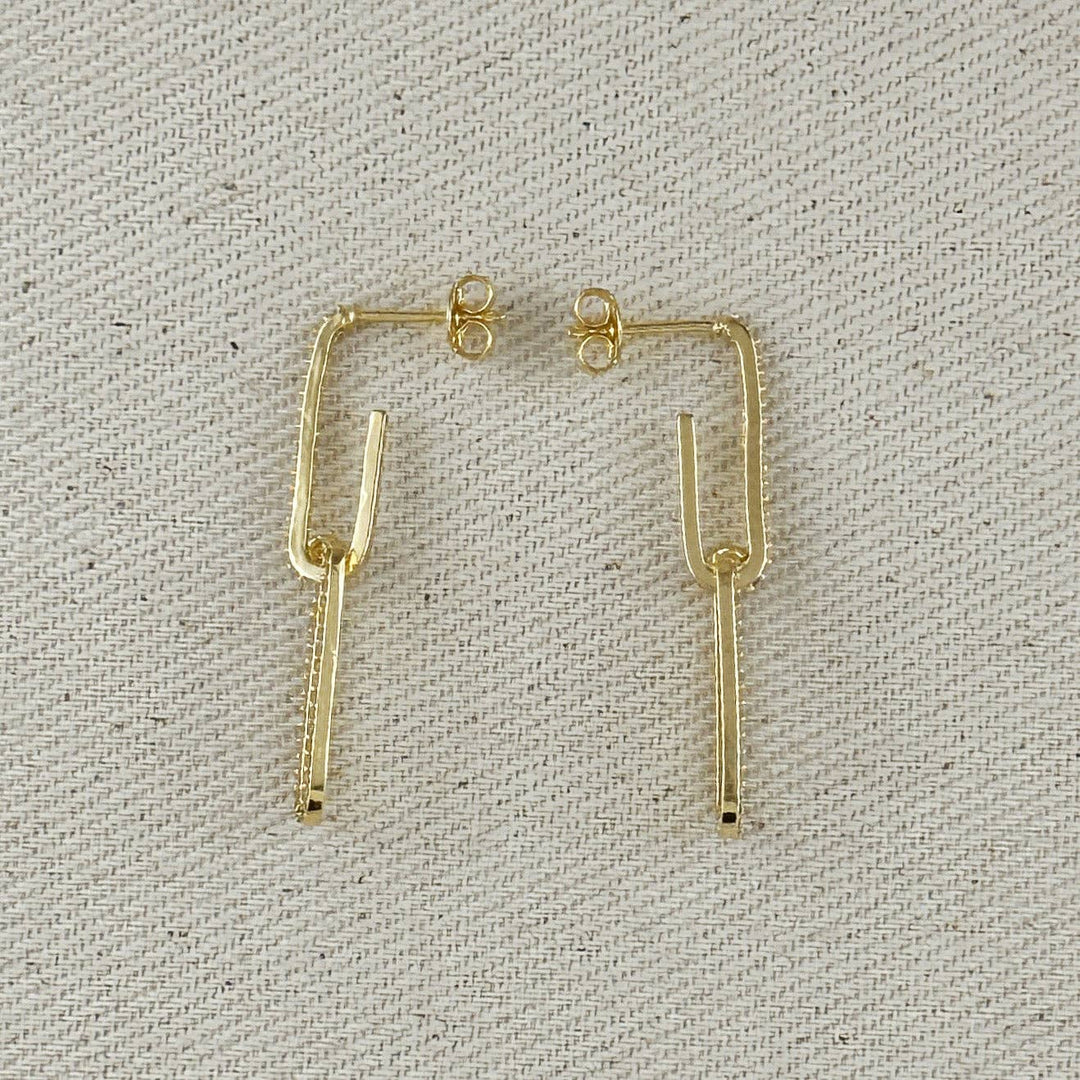 18k Gold Filled CZ Paperclip Drop Earrings GoldFi