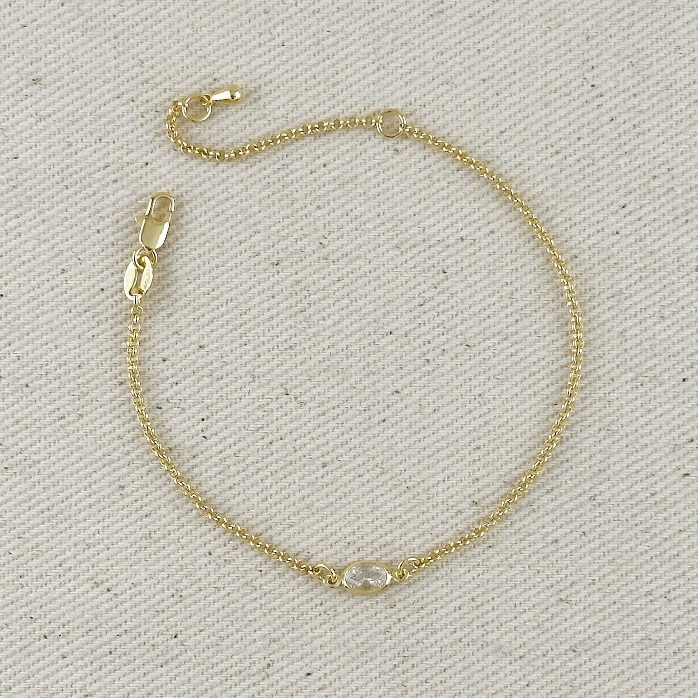 18k Gold Filled CZ Solitaire  Bracelet GoldFi