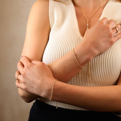 18k Gold Filled CZ Solitaire  Bracelet GoldFi