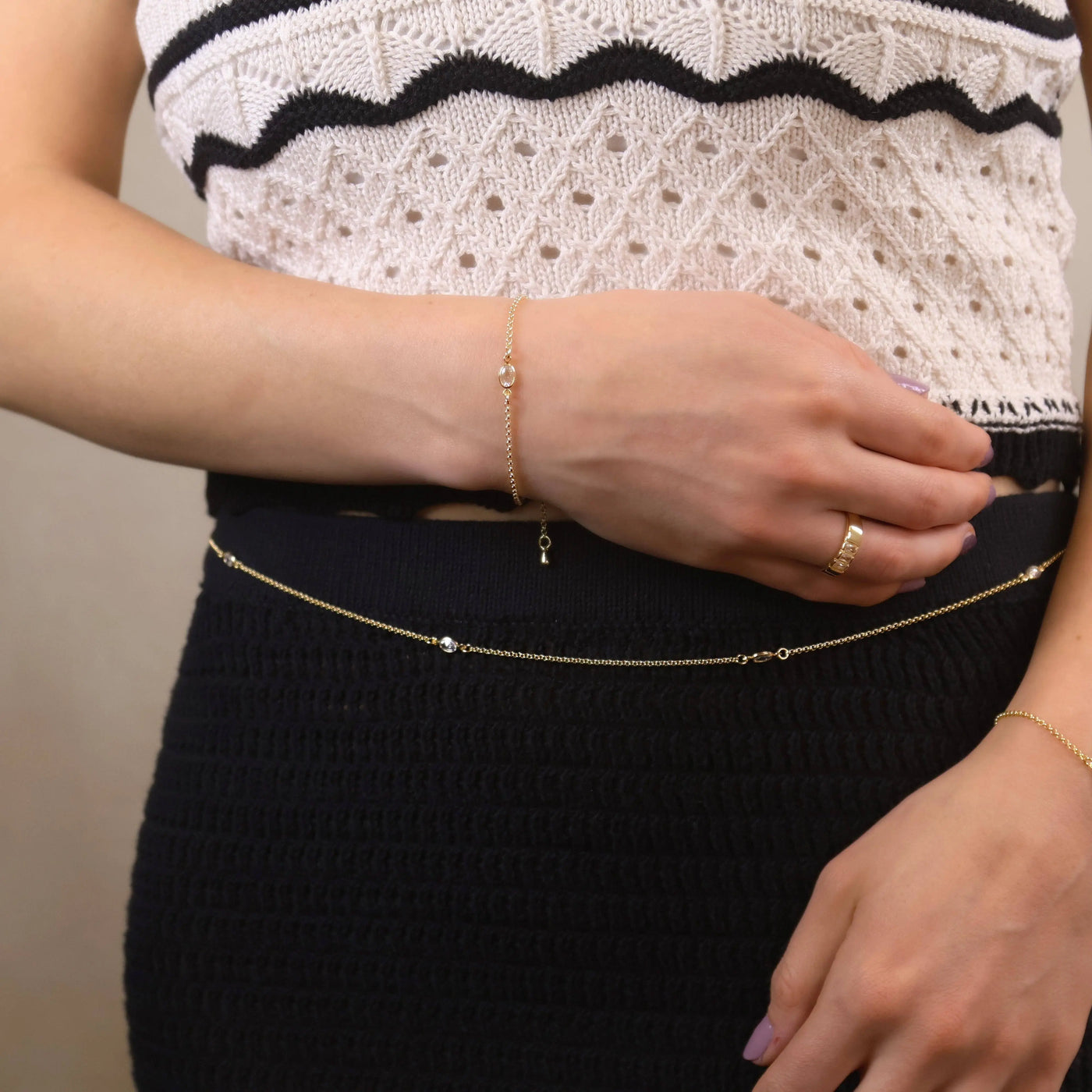 18k Gold Filled CZ Solitaire  Bracelet GoldFi