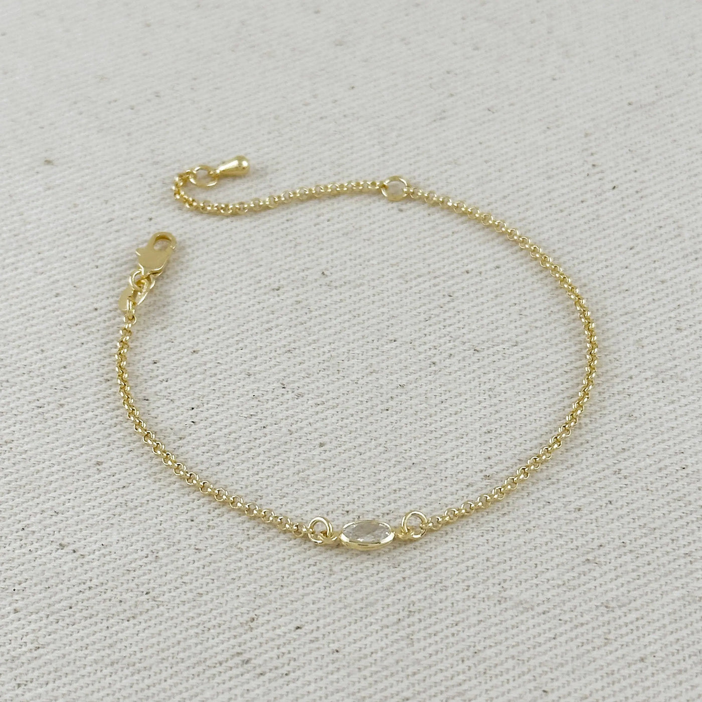 18k Gold Filled CZ Solitaire  Bracelet GoldFi