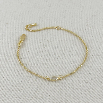 18k Gold Filled CZ Solitaire  Bracelet GoldFi