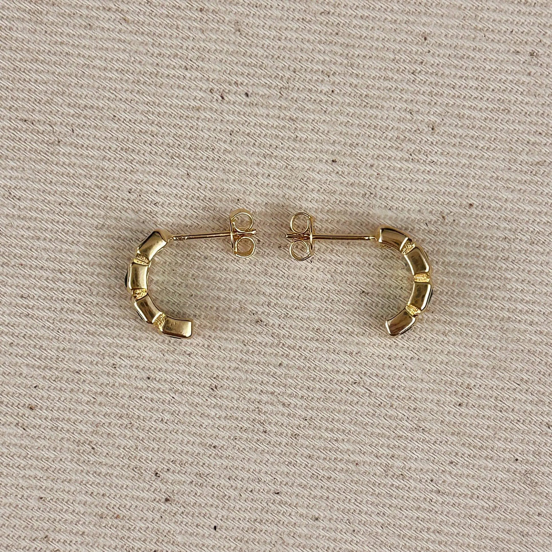 18k Gold Filled Chunky CZ Curve Earrings GoldFi