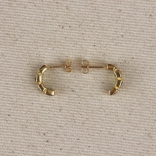 18k Gold Filled Chunky CZ Curve Earrings GoldFi