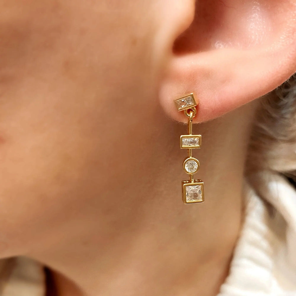 18k Gold Filled Clear Dangling Shapes Earring - Beloved Boutique