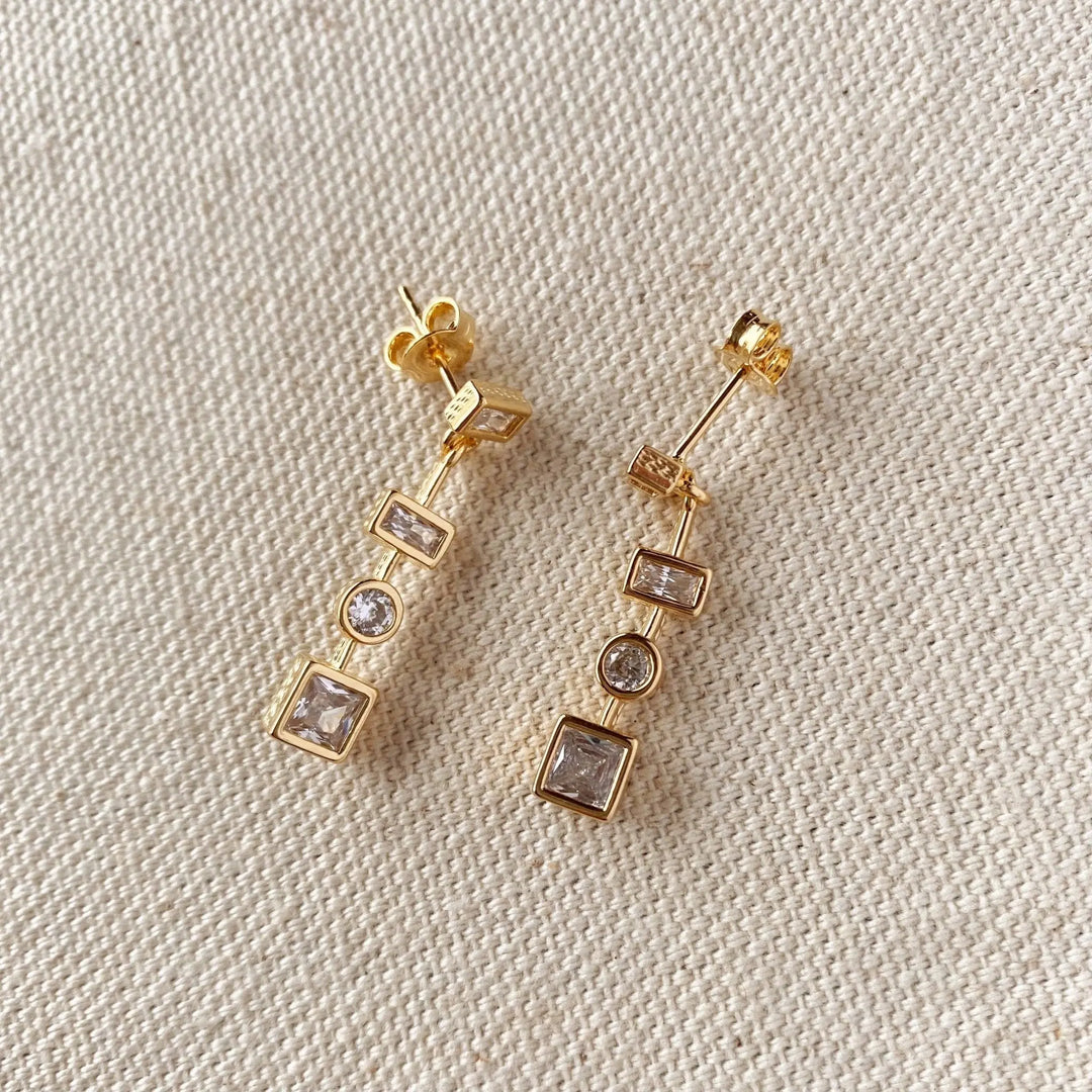18k Gold Filled Clear Dangling Shapes Earring - Beloved Boutique