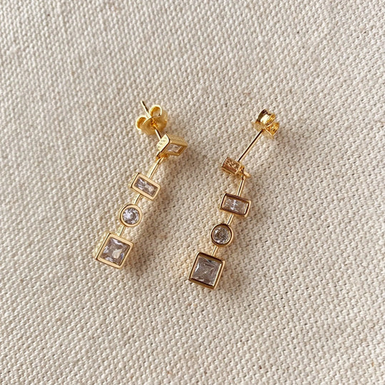 18k Gold Filled Clear Dangling Shapes Earring - Beloved Boutique