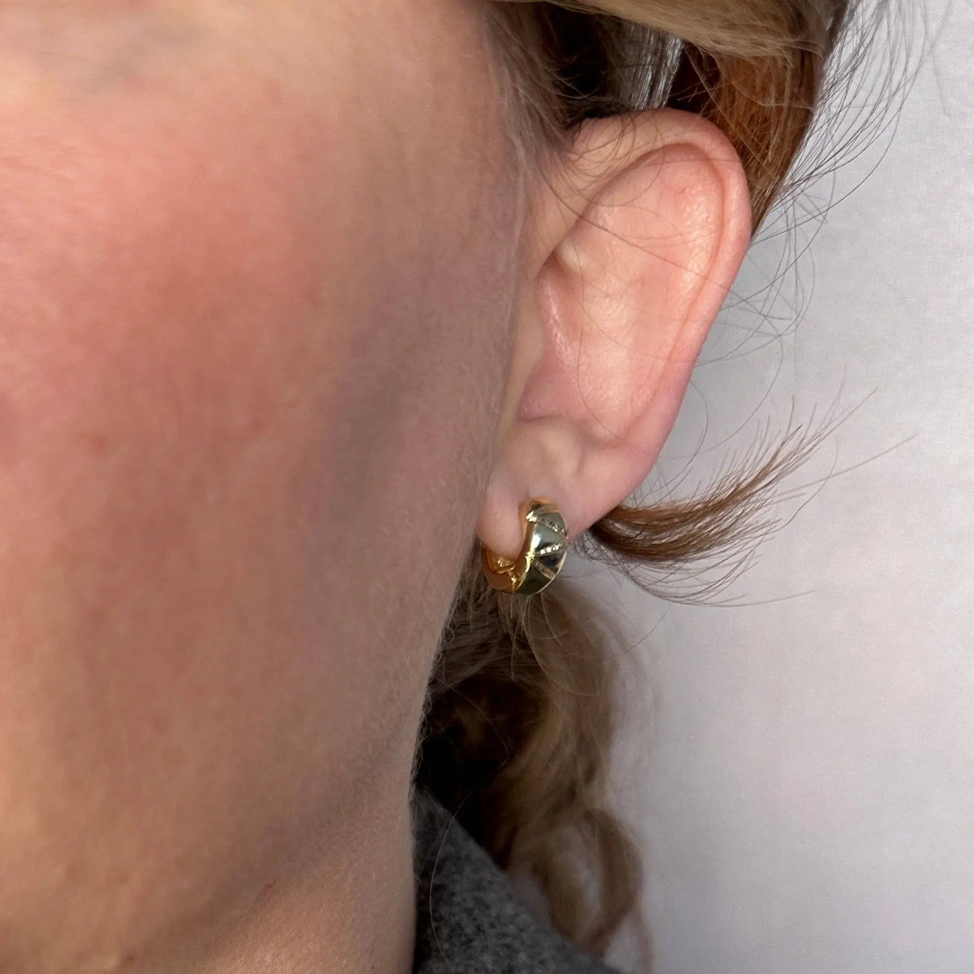 18k Gold Filled Diamond Cut Mini Chunky Hoop Earrings GoldFi