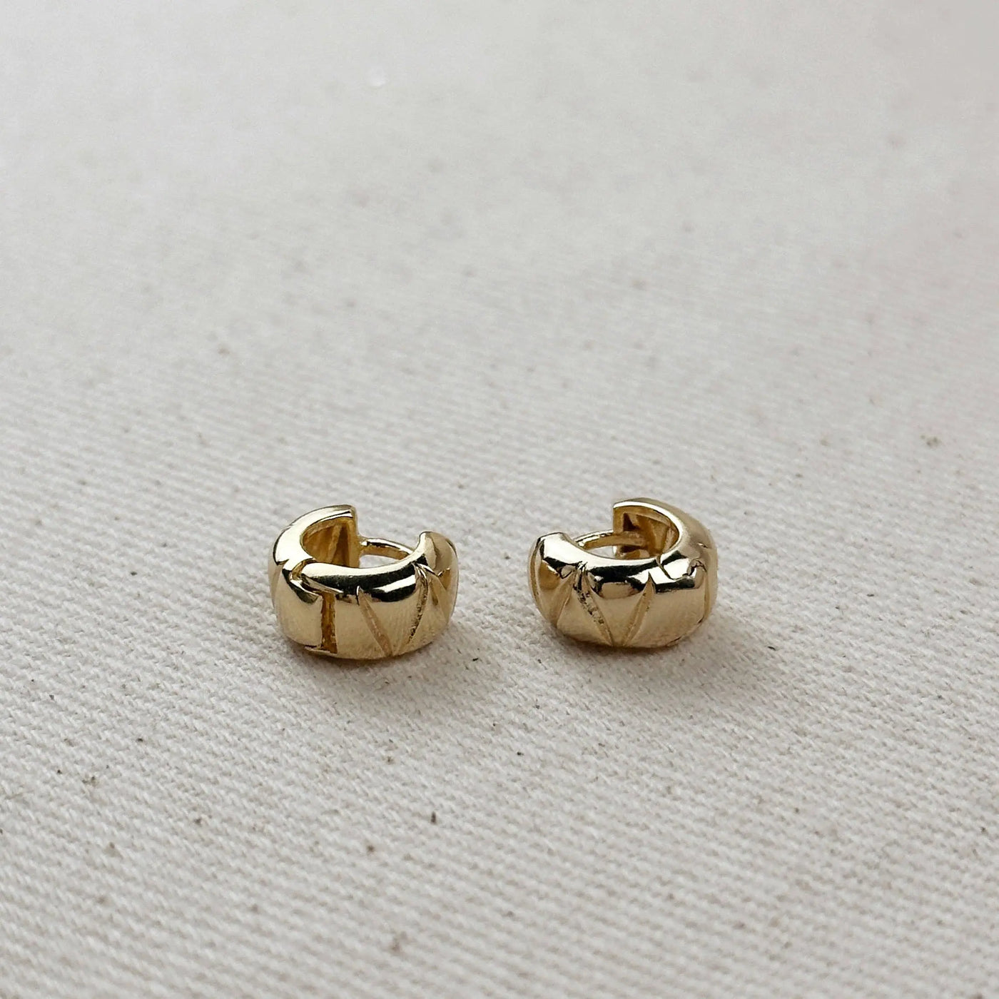 18k Gold Filled Diamond Cut Mini Chunky Hoop Earrings GoldFi