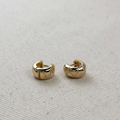 18k Gold Filled Diamond Cut Mini Chunky Hoop Earrings GoldFi