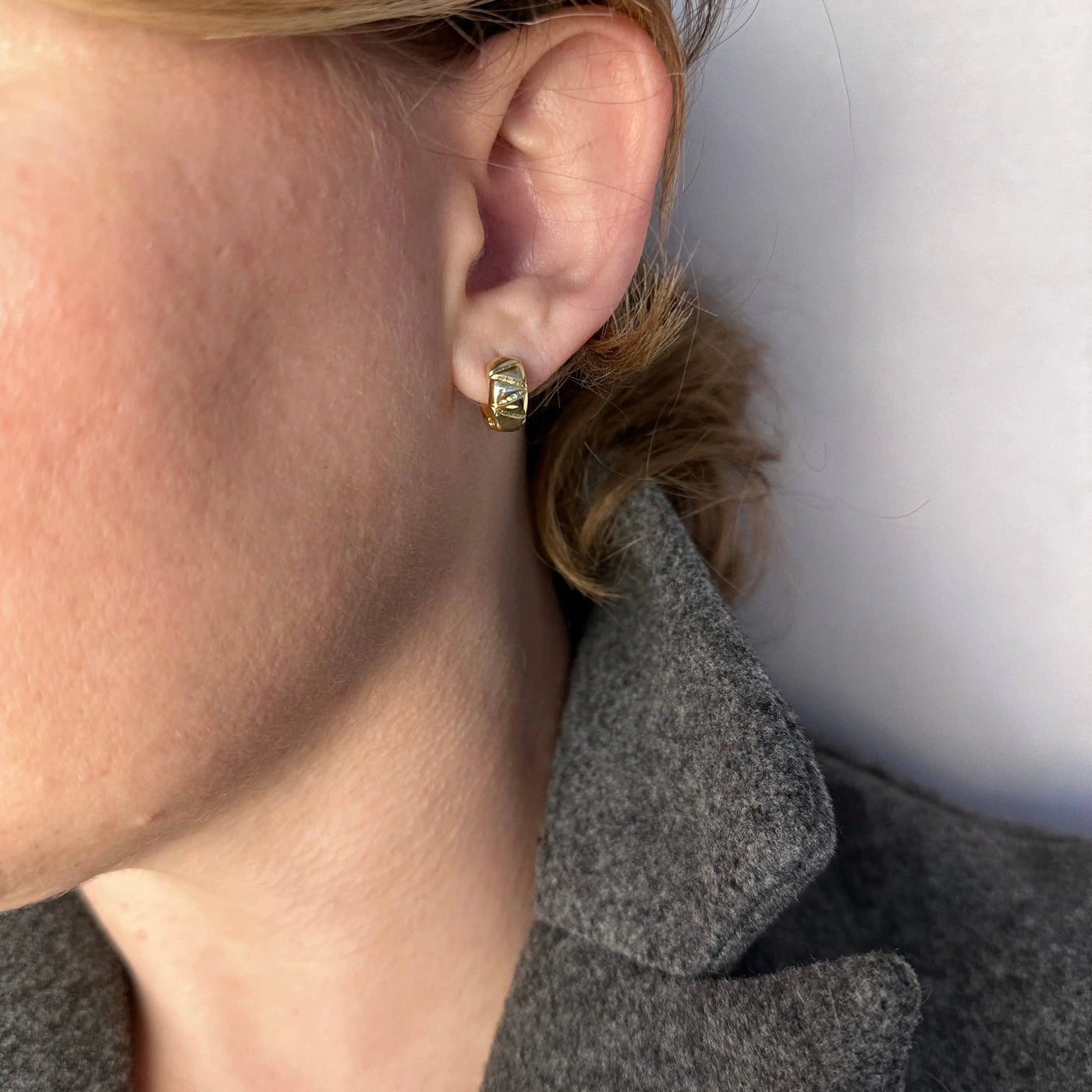 18k Gold Filled Diamond Cut Mini Chunky Hoop Earrings GoldFi