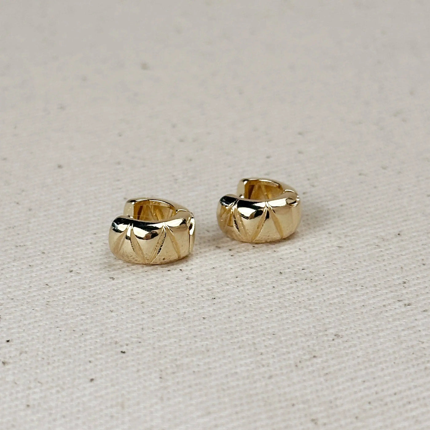 18k Gold Filled Diamond Cut Mini Chunky Hoop Earrings GoldFi