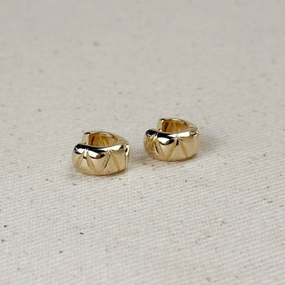 18k Gold Filled Diamond Cut Mini Chunky Hoop Earrings GoldFi