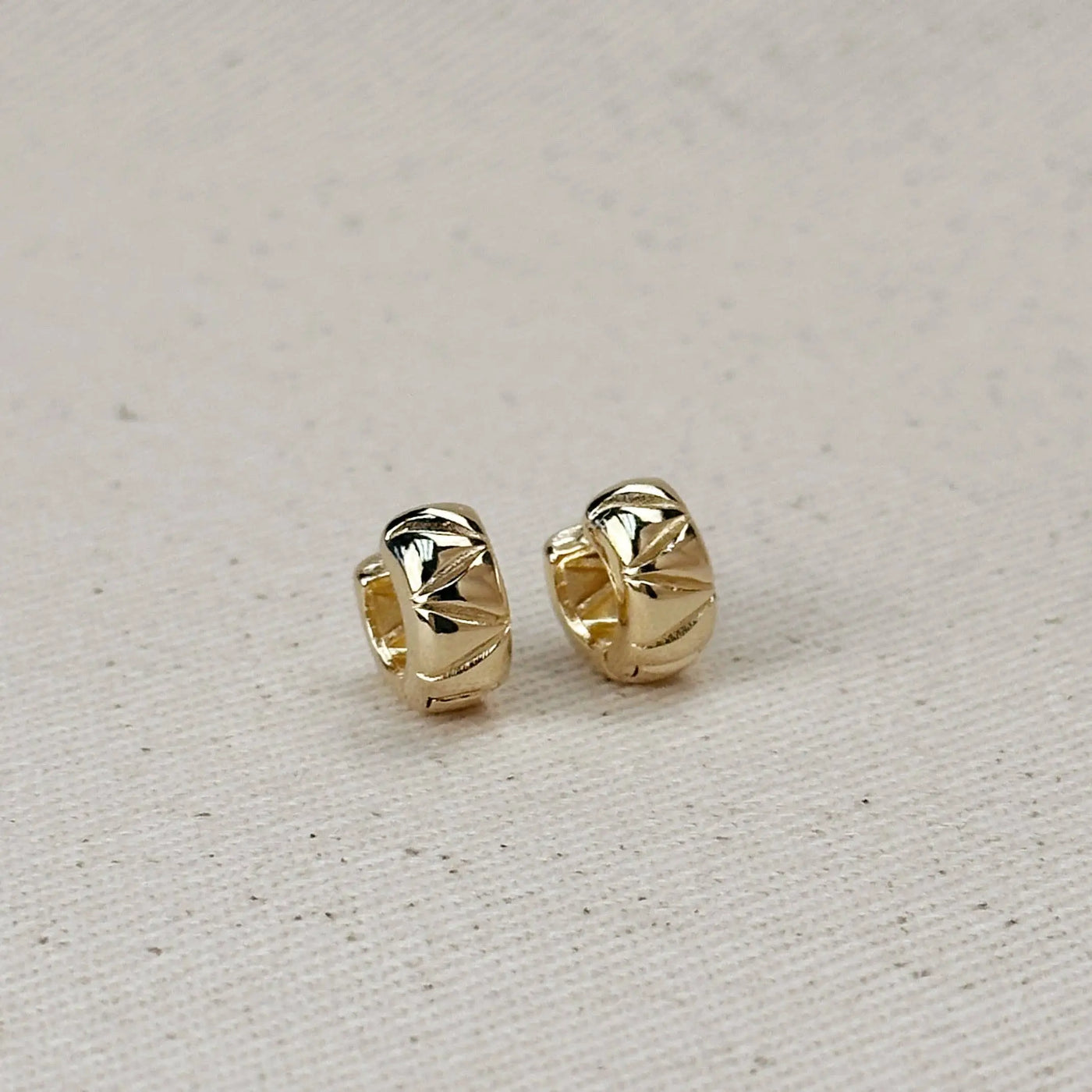 18k Gold Filled Diamond Cut Mini Chunky Hoop Earrings GoldFi