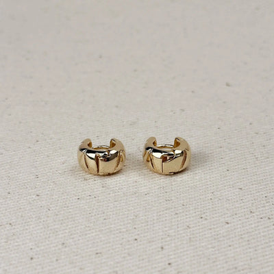 18k Gold Filled Diamond Cut Mini Chunky Hoop Earrings GoldFi